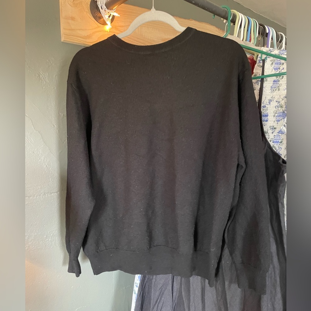 Classic Men's Black Crewneck Sweater Merino Wool